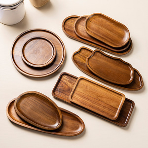 Vassoio ovale di lusso piatto decorativo in legno di Acacia piatto per tè frutta e verdura pane torta <span class=keywords><strong>da</strong></span> Dessert Premium stoviglie - Product Image 2