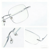 Lunettes sans monture en titane avec logo personnalisé, lunettes optiques unisexes de créateur, lunettes rétro anti-lumière bleue, monture en métal