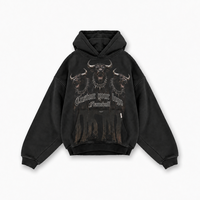 Sweat à capuche vintage oversize délavé pour homme, épais, avec motif graphique, style streetwear, personnalisable (marque privée)