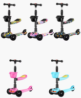 Trottinette 3 en 1 pour enfants, pliable, trois roues en PU, cadre en acier haute teneur en carbone, siège inclus, directement du fabricant
