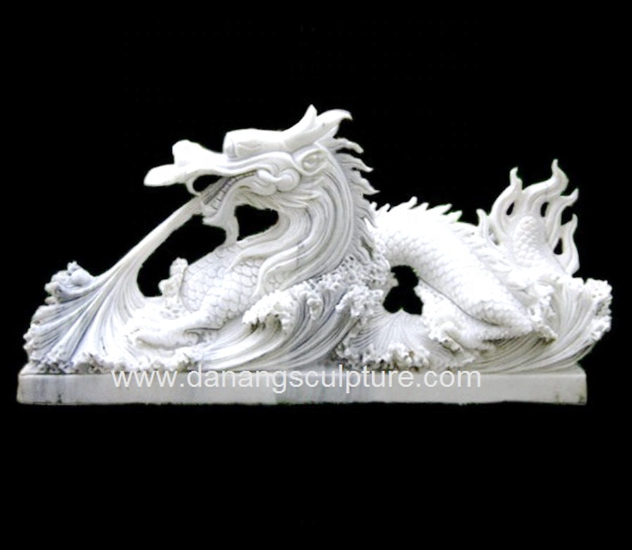 ダナンドラゴン石白いドラゴン彫刻像、ドラゴンガーデン像
