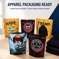 Sacs d'emballage pour vêtements, sacs d'emballage personnalisés pour vêtements, pochette transparente refermable avec fermeture éclair pour t-shirt, chapeau et chaussettes, vente en gros, faible MOQ
