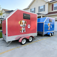 Remorque de toilettage mobile pour animaux de compagnie, véhicule de toilettage pour chiens et chats avec élévateur hydraulique et système de séchage