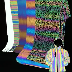 Custom Designs hologram printing reflective spandex polyester fabric for clothing material