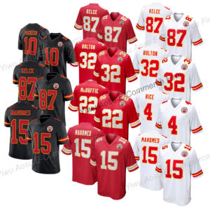 2025 Heren Kansas Shirts 15 Patrick Mahomes 32 Bolton 87 Kelce 10 Pacheco Gestikte VP Limited USA American Football Shirts - Product Image 1