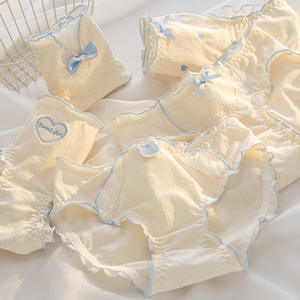 Ropa interior para niña, 5 piezas por lote, 95% algodón, calzoncillos encantadores de cintura media, bragas para estudiantes, niños, encaje, lazo sólido, piel, adolescentes, 2017 - Product Image 4