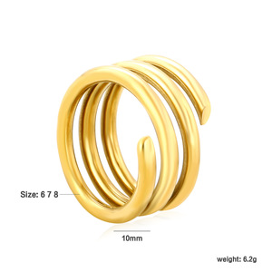 แหวนดีไซน์เรขาคณิตแบบซ้อนได้ ทำจากสแตนเลสสตีล 18k ขนาด 6 7 8 เครื่องประดับแฟชั่นสำหรับทุกเพศ - Product Image 1