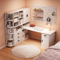 Bureau d'étude multifonctionnel moderne en MDF avec bibliothèque, bureau d'ordinateur avec étagères de rangement et tiroirs pour la maison et le bureau