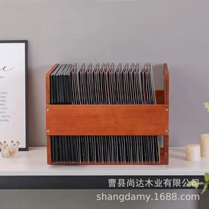 Cross-border wooden vinyl record rack, home desktop album CD holder, desk <b>file</b> <b>organizer</b> - Product Image 2