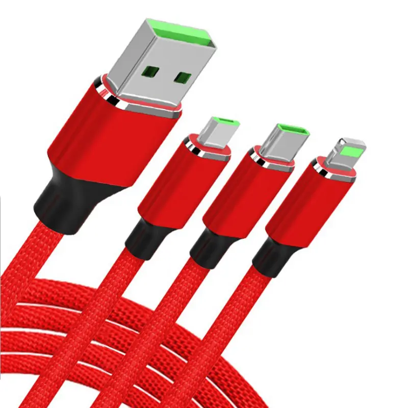 Nuovo Design intrecciato in Nylon ad alta velocità universale 3 in 1 USB 1.2m 2.2m cavo di ricarica rapida cavo di ricarica per telefono cellulare multifunzione