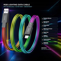 Cable USB-C LED RGB a USB-C de Carga Rápida 5A con Iluminación Táctil para iPhone 17 Pro Max, Computadora y Auriculares