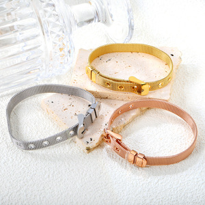 Stainless Steel 8mm Mesh <b>Bracelet</b> <b>Adjustable</b> Unisex Jewelry Gift <b>Bracelet</b> Silver Gold Rose Gold Color Options - Product Image 1