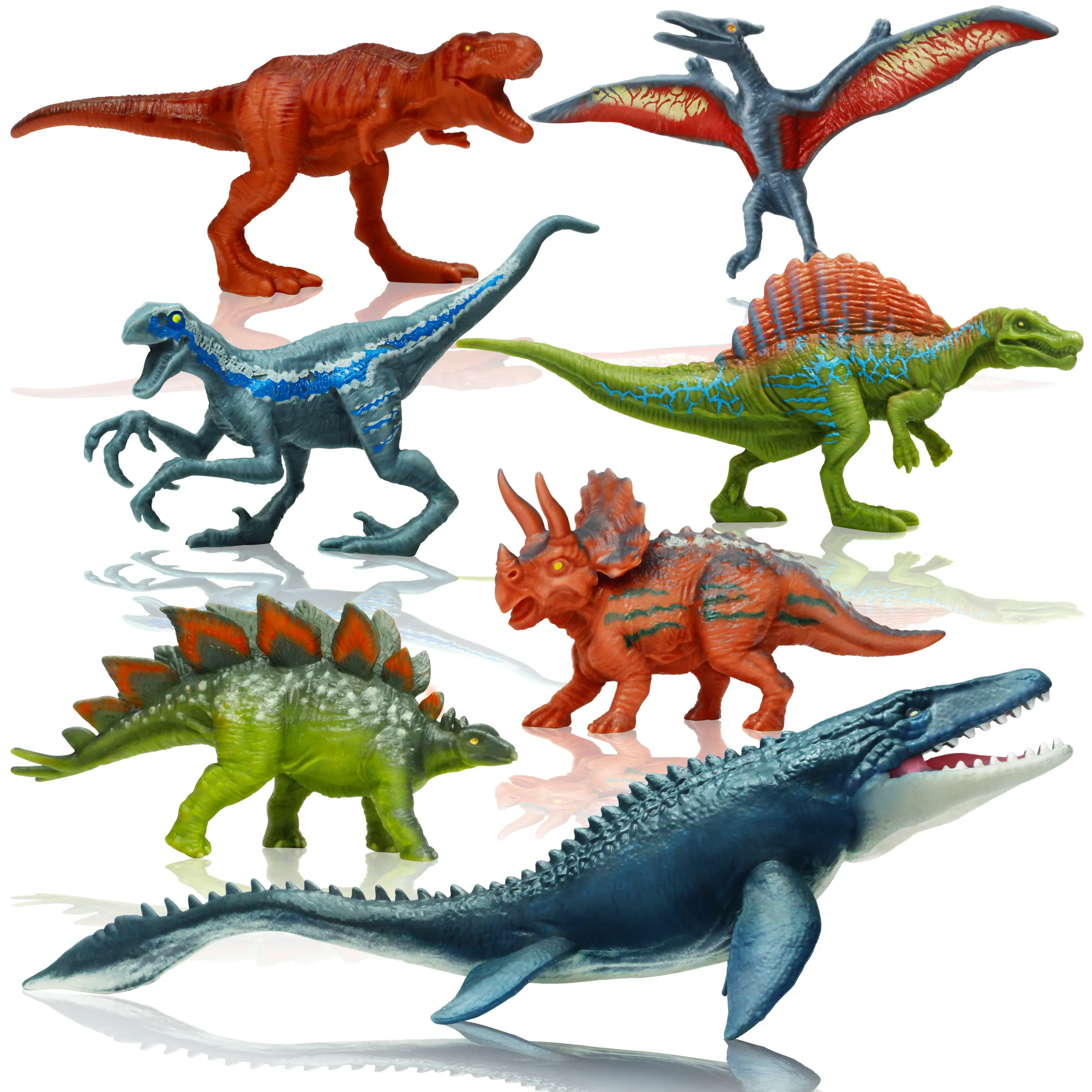Factory Wholesale 7Pcs Soft Pvc Plastic Dinosaur Toys Model Dinosaurs For Kids 3-5 Years