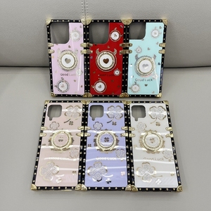 Long Lanh Kim Cương <span class=keywords><strong>3D</strong></span> Nhẫn Sáng Bóng Cứng Acrylic Đứng Tình Yêu Trái Tim Vàng Trang Trí Phật Sơn Điện Thoại Di Động Trường Hợp - Product Image 2