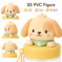 Venta al por mayor de tapas de botella de juguete con diseño de mascota de dibujos animados, reutilizables, de PVC suave, figuras decorativas para vasos.