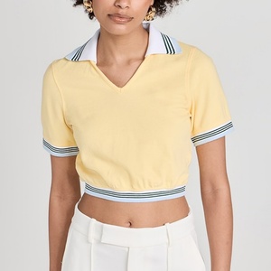 เสื้อโปโลคอวีสั่งทำขายส่งสำหรับผู้หญิง แฟชั่นลำลอง สปอร์ต กอล์ฟ สไตล์ Old Money ชุดเทนนิสสำหรับสุภาพสตรี - Product Image 1