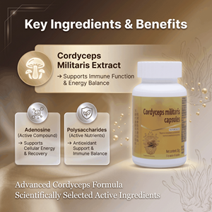 Cápsulas de <span class=keywords><strong>Triple</strong></span> Acción para el Apoyo Inmunológico |   Fórmula Herbal de Cordyceps Militaris |   Suplemento de Hongos de Alta Potencia |   90 Cápsulas |   Adulto - Product Image 2