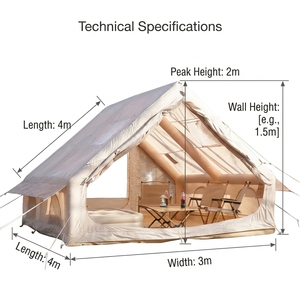 Tente gonflable avec fenêtre de toit amovible, installation rapide, imperméable, en tissu Oxford, une chambre, quatre saisons, pour 3-4 personnes, camping adulte - Product Image 4