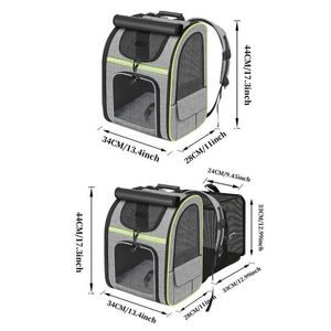 Sac à dos de voyage extensible et durable pour animaux de compagnie, respirant et portable, avec ouvertures frontales pour chiens et chats - Product Image 2