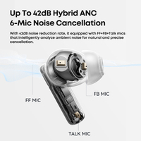 Écouteurs sans Fil TWS à Réduction de Bruit Active Hybride 42 dB 6 Micros, Qualité Parfaite, Basses Profondes, Casque Stéréo Intra-Auriculaire Bluetooth