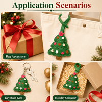 Llavero de cuero personalizado de Navidad, colgante para bolso de cuero, logotipo 3D, OEM ODM, mercancía navideña para pedidos de marcas globales