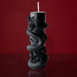 LANJO Spiral Snake Art Candle in Black and Red with Dripless <b>Paraffin</b> Wax for Luxurious Home Decoration - Product Image 1