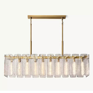 Lustre en verre doré haut de gamme de 60 pouces avec lumières LED blanc chaud 220V pour salon moderne, restaurant et salle à manger d'hôtel - Product Image 5