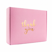 Boîte d'expédition rose avec impression dorée « Merci », boîte pliante en carton ondulé, emballage cadeau pour cosmétiques