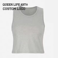Verdant Strokes T-shirt Crop Top Femme XL en tissu éponge brodé, coupe ajustée, pour le sport, rouge, haute qualité, Aka, débardeur d'entraînement dos nageur