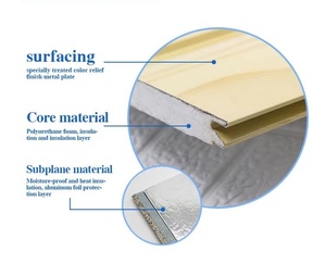 Panneau sandwich en métal à texture bois ignifuge avec âme en mousse PU pour isolation thermique, idéal pour les toitures <span class=keywords><strong>de</strong></span> maisons et d'ateliers à usage extérieur - Product Image 3