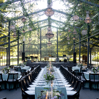 Grand chapiteau de mariage 300 places Tente de fête transparente Cadre noir Atrium Tentes d'événement pour événements en plein air