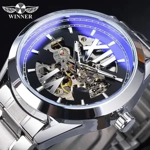 Montre automatique chinoise Winner Forsining 8026 GMT1192, bracelet en acier inoxydable, montres mécaniques, luxe, charme masculin, pour les hommes d'affaires - Product Image 1