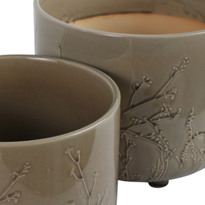 Vasi in ceramica con design a rami rialzati per piante da interno ed esterno, set di due - Product Image 5