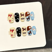 Vente en gros de faux ongles réutilisables faits à la main, dernier design, motif de cheval, pour le Nouvel An chinois
