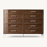 Sassanid OEM nouveauté style international ameublement laqué bisque acier inoxydable poli Benoit commode à 10 tiroirs