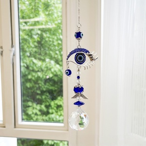 Attrape-soleil œil de diable bleu, suspension lumineuse, collection cristal arc-en-ciel, boule attrape-soleil pour jardin d'ombres et rideau de patio - Product Image 4