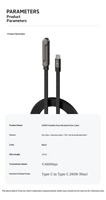 Cable de Carga Rápida Tipo-C de 240W, de A a C y de C a C, Multifuncional, con Soporte para Teléfono, Transferencia de Datos, Diseño que No Obstruye el Espacio