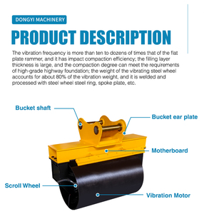 3t 5t मिनी खुदाई अटैचमेंट रोड मिट्टी स्प टैम्पर रैमर कम्पेक्टर टैपिंग रोलर - Product Image 3