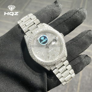 ساعة رياضية فاخرة للرجال VVS المويسانيتي الراقية ، أحجار كريمة ملونة أنيقة بتصميم مستطيلي ممتاز ، أحجار لامعة براقة - Product Image 4