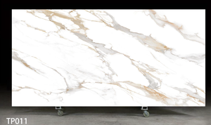 แผ่นควอตซ์พิมพ์ลาย Calacatta Golden Silk จาก UNION STONE ขนาดใหญ่ เป็นมิตรกับสิ่งแวดล้อม ดีไซน์ทันสมัย เหมาะสำหรับผนังห้องครัว พื้นห้องน้ำ - Product Image 5