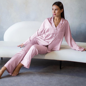 Abbigliamento da <span class=keywords><strong>Casa</strong></span> <span class=keywords><strong>per</strong></span> Donne, Camicia, Pigiama, Pantaloni in Seta, Abbigliamento da Notte Femminile, Loungewear in Raso Premium - Product Image 1