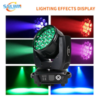 Sailwin Aura Marc Stage Lighting19X15W 4IN1 RGBW ZOOM LED tête mobile lavage lumière Lyre faisceau lavage pour Disco événement Concert