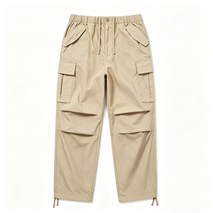Men's Elastic Waist Cargo Pants Loose Straight Multi-Pocket <b>Drawstring</b> Ankle Casual Full Length <b>Trousers</b> - Product Image 5