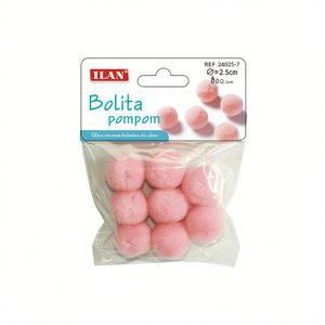 Pompon Ilan Bolita 2,5 cm in Lana Rosa per Decorazioni Artigianali - Product Image 2