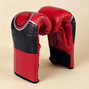 <b>Red</b> and Black Leather Boxing <b>Gloves</b> for Training Unisex Durable Customizable Martial Arts Equipment For Your Club & School - Product Image 1