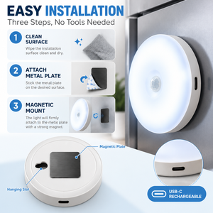 Rechargeable PIR <b>Sensor</b> <b>LED</b> Night <b>Light</b> 6000K White <b>Motion</b> Activated Lamp for Hallway Bedroom Kitchen Cabinet - Product Image 6