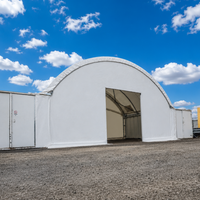 Abri de stockage en arche monté sur conteneur maritime 40*20 pieds, structure en acier galvanisé, tissu PVC, entrepôt, atelier temporaire