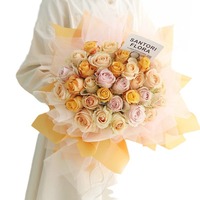 Papier d'emballage floral en tulle PE à effet flou, tons pastel personnalisés, vente en gros pour fleuristes, emballage cadeau pour anniversaire, mariage, fête des mères
