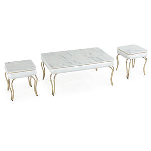 Mesa de Centro Moderna de Imitación Mármol con Patas de Metal Doradas, Muebles para Sala de Estar - Product Image 2