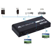 Divisor de Señal Metálico Suibo 4Kx2K 1x2 3D 1080P, Caja de Salida Dual de Audio y Video para TV, Monitor, Proyector, DVD, STB
